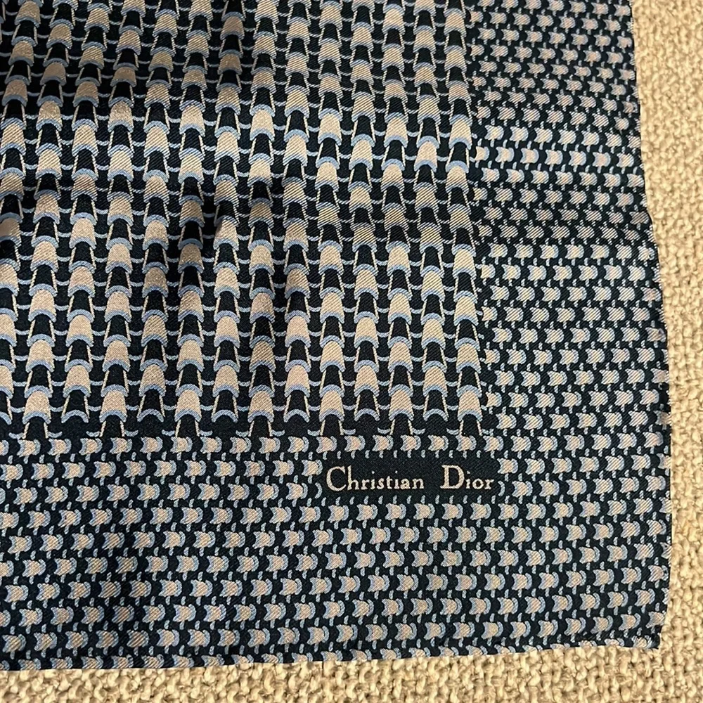 Authentic Christian Dior scarf handkerchief blue